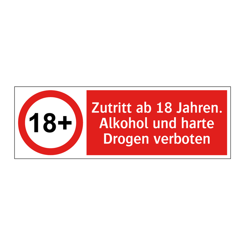 Zutritt ab 18 Jahren. Alkohol und harte Drogen verboten