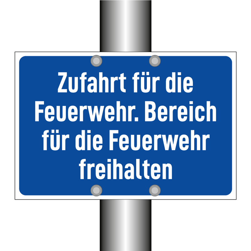 Zufahrt für die Feuerwehr. Bereich für die Feuerwehr freihalten