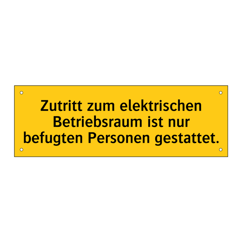 Zutritt zum elektrischen Betriebsraum ist nur befugten Personen gestattet.