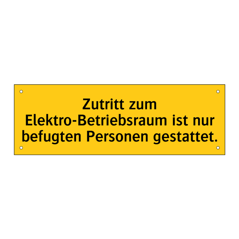 Zutritt zum Elektro-Betriebsraum ist nur befugten Personen gestattet.