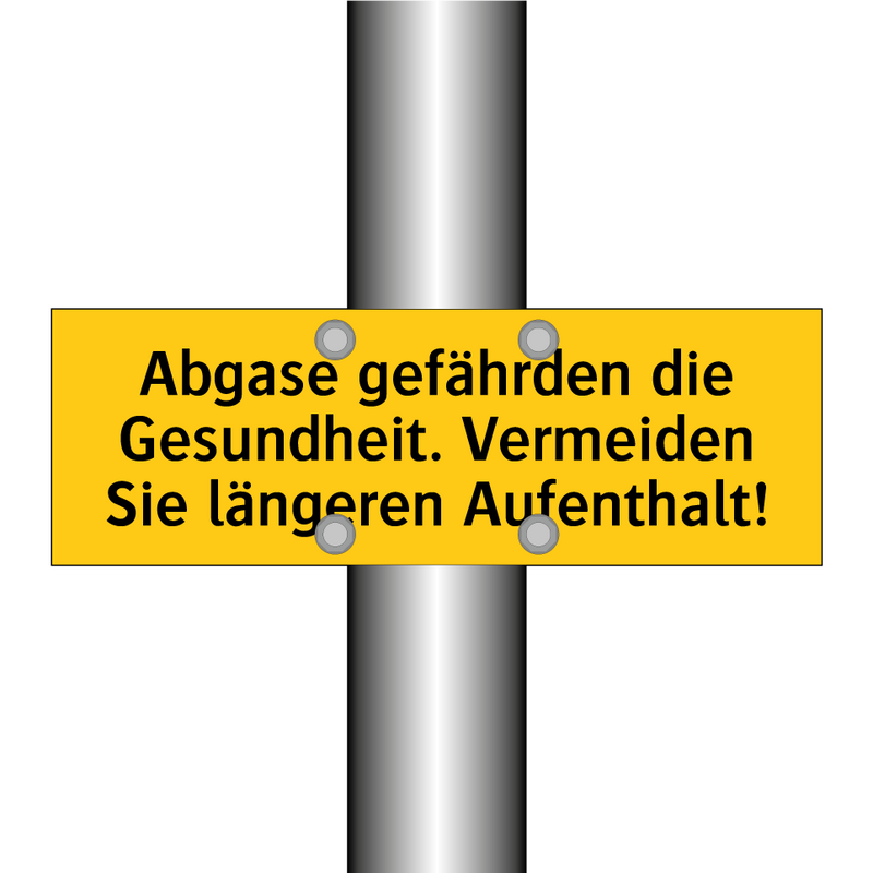 Abgase gefährden die Gesundheit. Vermeiden Sie längeren Aufenthalt!