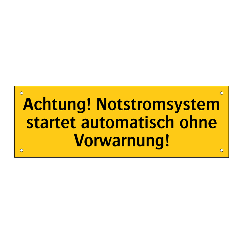 Achtung! Notstromsystem startet automatisch ohne Vorwarnung!