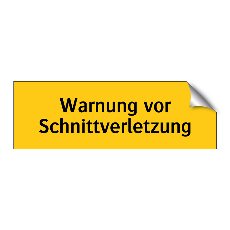 Warnung vor Schnittverletzung