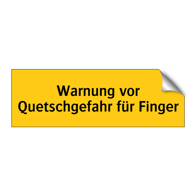 Warnung vor Quetschgefahr für Finger