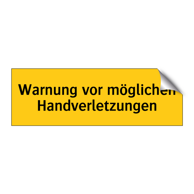 Warnung vor möglichen Handverletzungen