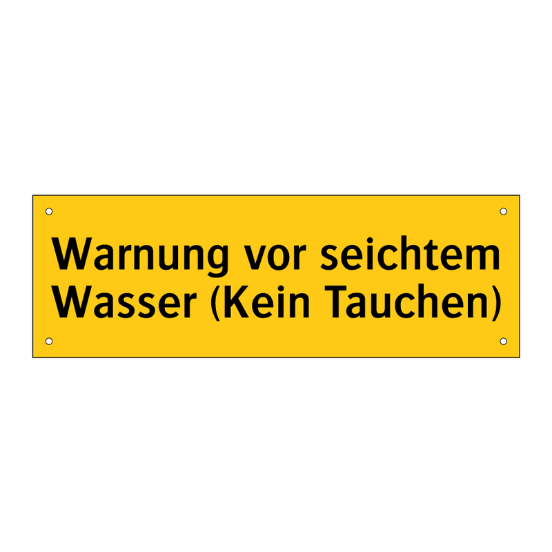 Warnung vor seichtem Wasser (Kein Tauchen)