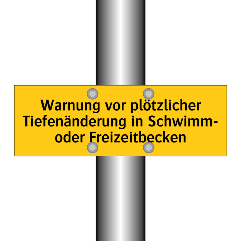 Warnung vor plötzlicher Tiefenänderung in Schwimm- oder Freizeitbecken