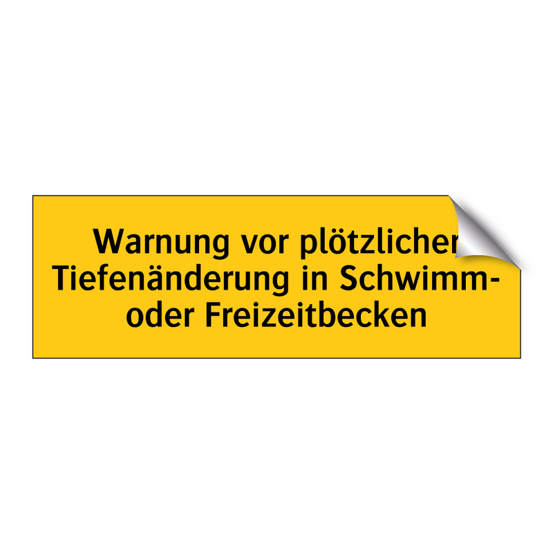 Warnung vor plötzlicher Tiefenänderung in Schwimm- oder Freizeitbecken