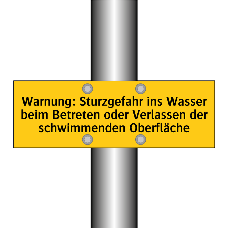 Warnung: Sturzgefahr ins Wasser beim Betreten oder Verlassen der schwimmenden Oberfläche