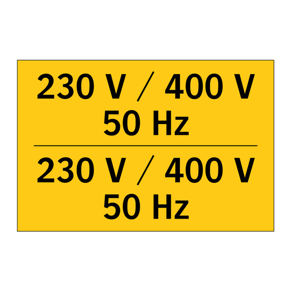 230 V / 400 V 50 Hz - 230 V / 400 V 50 Hz