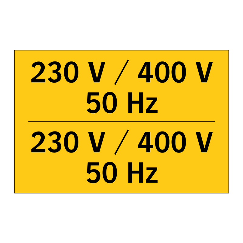 230 V / 400 V 50 Hz - 230 V / 400 V 50 Hz