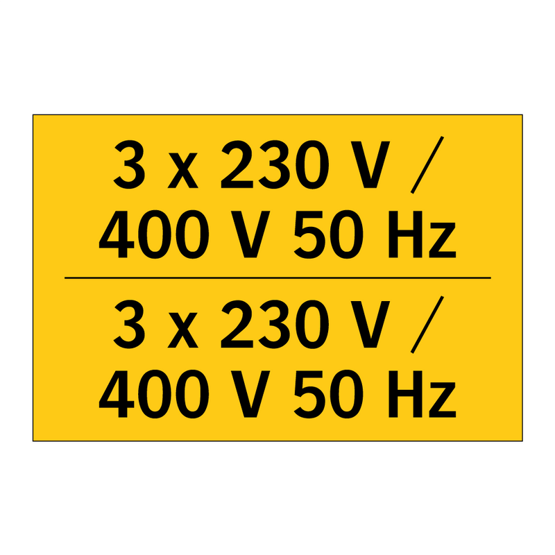 3 x 230 V / 400 V 50 Hz - 3 x 230 V / 400 V 50 Hz