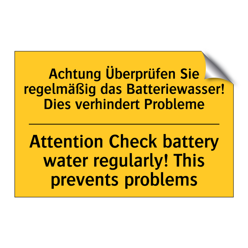 Achtung Überprüfen Sie regelmäßig /.../ - Attention Check battery water /.../