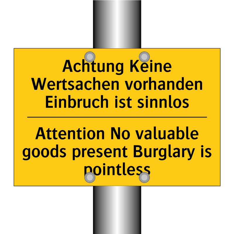 Achtung Keine Wertsachen vorhanden /.../ - Attention No valuable goods present /.../