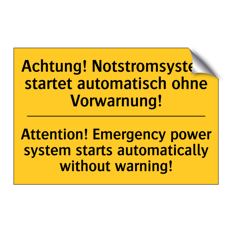 Achtung! Notstromsystem startet /.../ - Attention! Emergency power system /.../