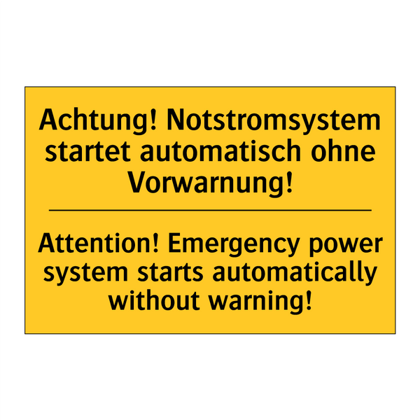 Achtung! Notstromsystem startet /.../ - Attention! Emergency power system /.../