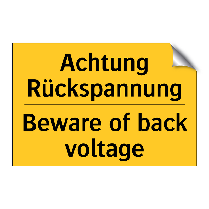 Achtung Rückspannung - Beware of back voltage