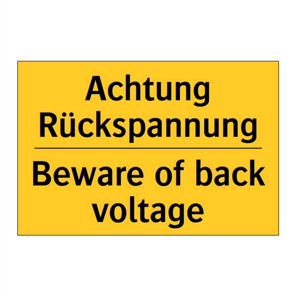 Achtung Rückspannung - Beware of back voltage