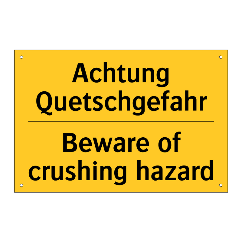 Achtung Quetschgefahr - Beware of crushing hazard