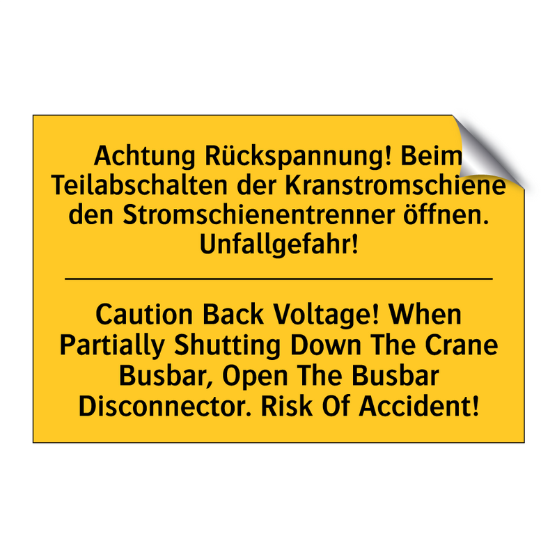 Achtung Rückspannung! Beim Teilabschalten /.../ - Caution Back Voltage! When Partially /.../