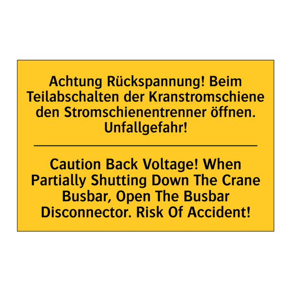 Achtung Rückspannung! Beim Teilabschalten /.../ - Caution Back Voltage! When Partially /.../