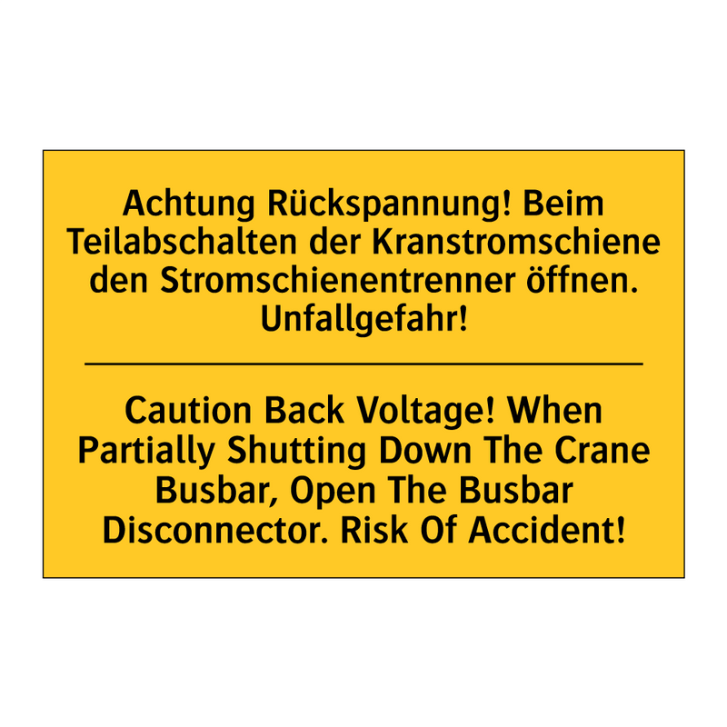 Achtung Rückspannung! Beim Teilabschalten /.../ - Caution Back Voltage! When Partially /.../