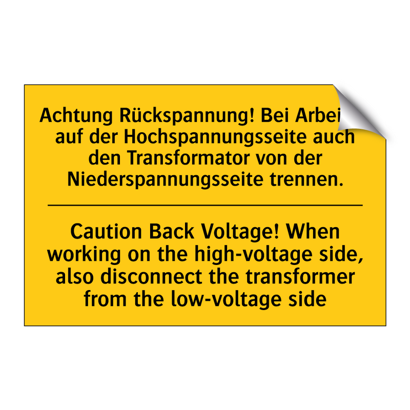 Achtung Rückspannung! Bei Arbeiten /.../ - Caution Back Voltage! When working /.../