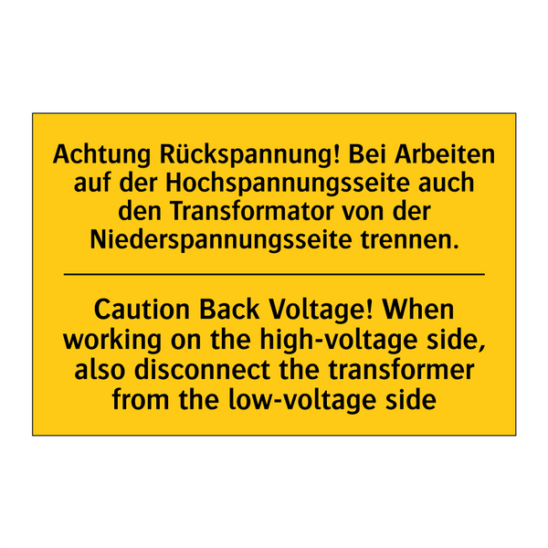 Achtung Rückspannung! Bei Arbeiten /.../ - Caution Back Voltage! When working /.../