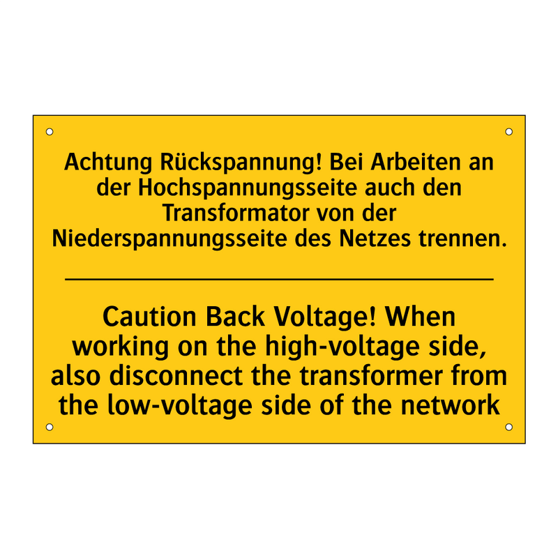 Achtung Rückspannung! Bei Arbeiten /.../ - Caution Back Voltage! When working /.../