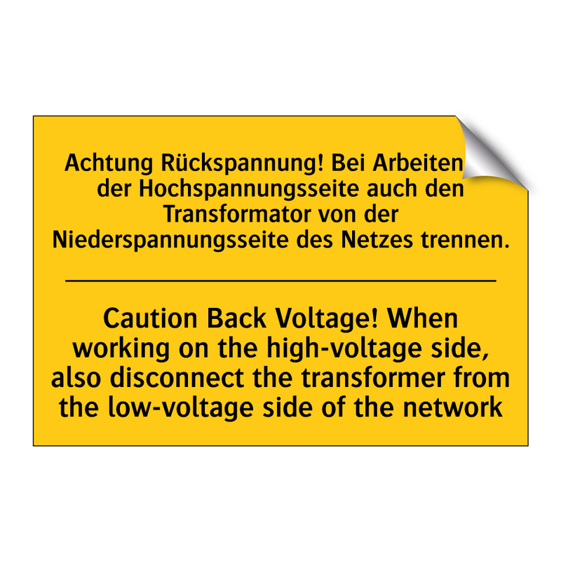 Achtung Rückspannung! Bei Arbeiten /.../ - Caution Back Voltage! When working /.../