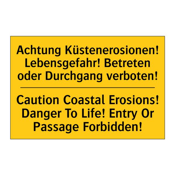 Achtung Küstenerosionen! Lebensgefahr! /.../ - Caution Coastal Erosions! Danger /.../