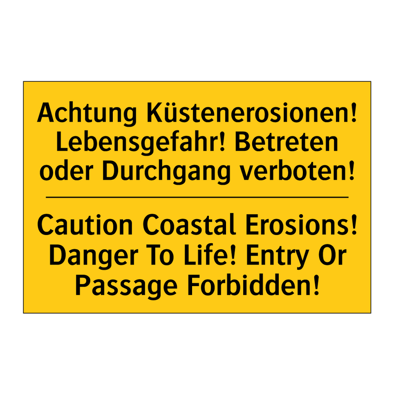 Achtung Küstenerosionen! Lebensgefahr! /.../ - Caution Coastal Erosions! Danger /.../