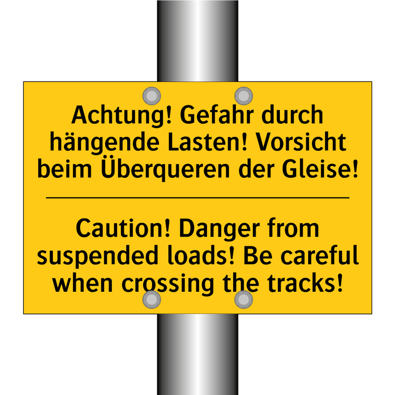 Achtung! Gefahr durch hängende /.../ - Caution! Danger from suspended /.../