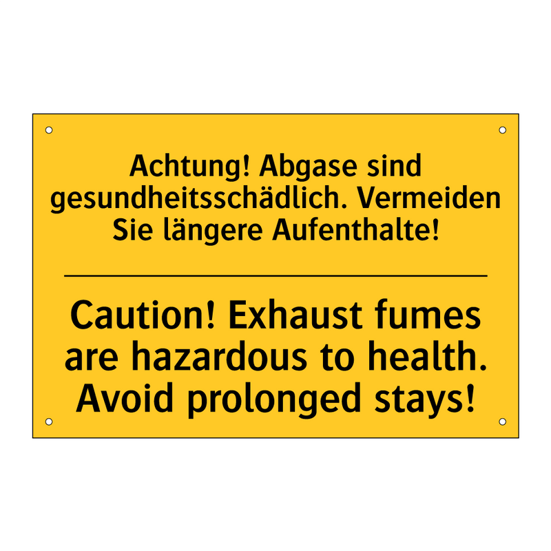 Achtung! Abgase sind gesundheitsschädlich. /.../ - Caution! Exhaust fumes are hazardous /.../