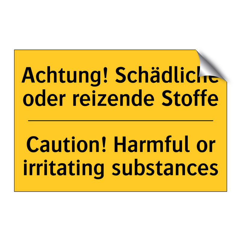 Achtung! Schädliche oder reizende /.../ - Caution! Harmful or irritating /.../