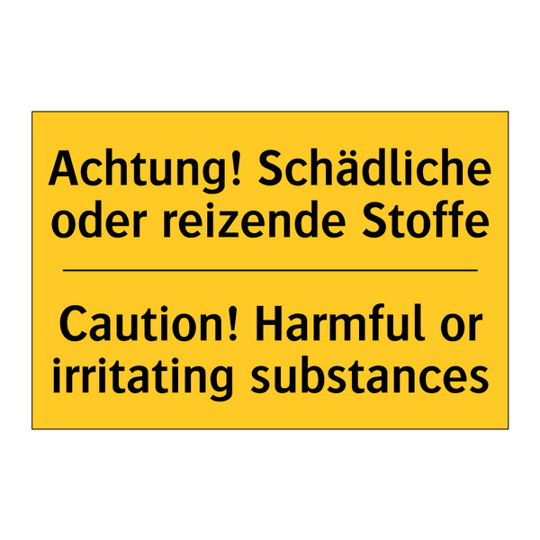 Achtung! Schädliche oder reizende /.../ - Caution! Harmful or irritating /.../