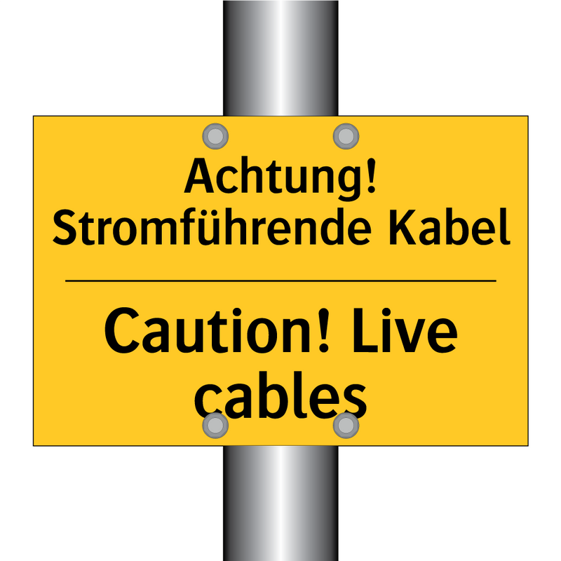 Achtung! Stromführende Kabel - Caution! Live cables