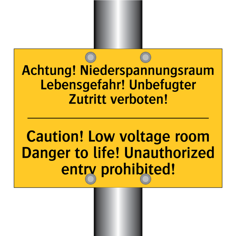 Achtung! Niederspannungsraum Lebensgefahr! /.../ - Caution! Low voltage room Danger /.../