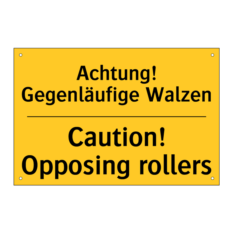 Achtung! Gegenläufige Walzen - Caution! Opposing rollers