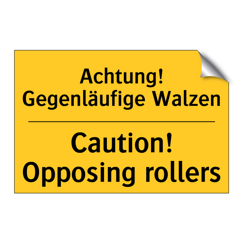 Achtung! Gegenläufige Walzen - Caution! Opposing rollers