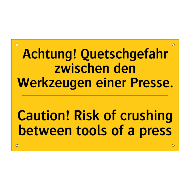 Achtung! Quetschgefahr zwischen /.../ - Caution! Risk of crushing between /.../