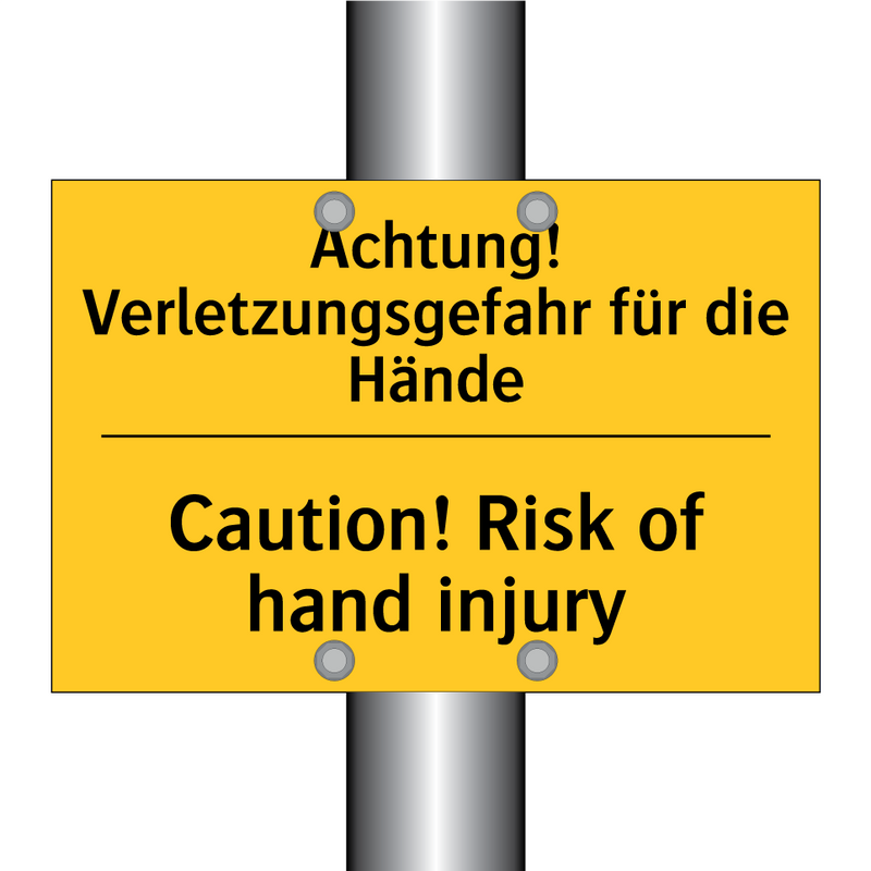 Achtung! Verletzungsgefahr für /.../ - Caution! Risk of hand injury