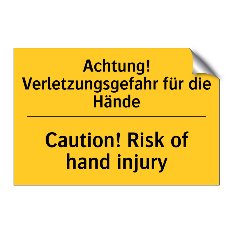 Achtung! Verletzungsgefahr für /.../ - Caution! Risk of hand injury