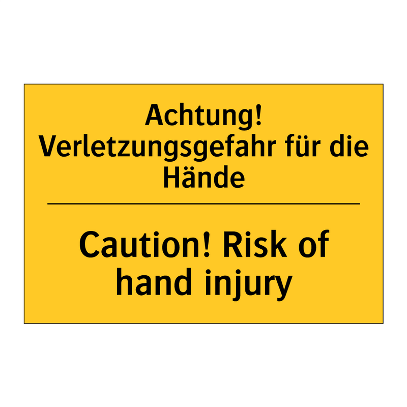 Achtung! Verletzungsgefahr für /.../ - Caution! Risk of hand injury