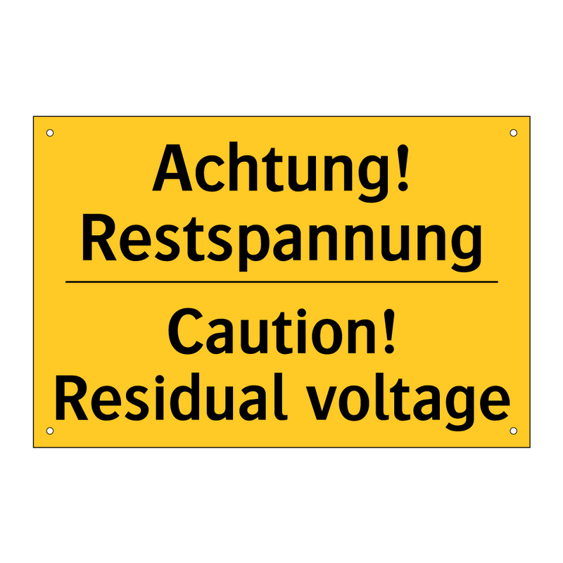 Achtung! Restspannung - Caution! Residual voltage