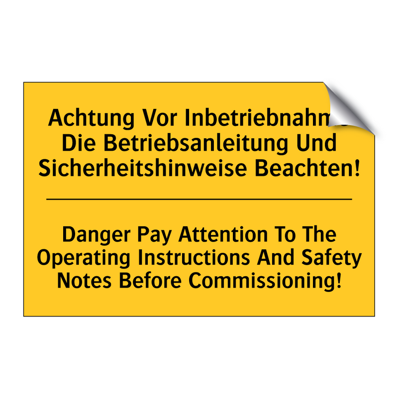 Achtung Vor Inbetriebnahme Die /.../ - Danger Pay Attention To The Operating /.../