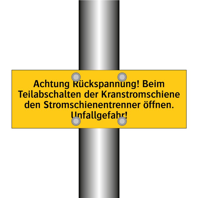 Achtung Rückspannung! Beim Teilabschalten der Kranstromschiene den Stromschienentrenner öffnen. Unfallgefahr!