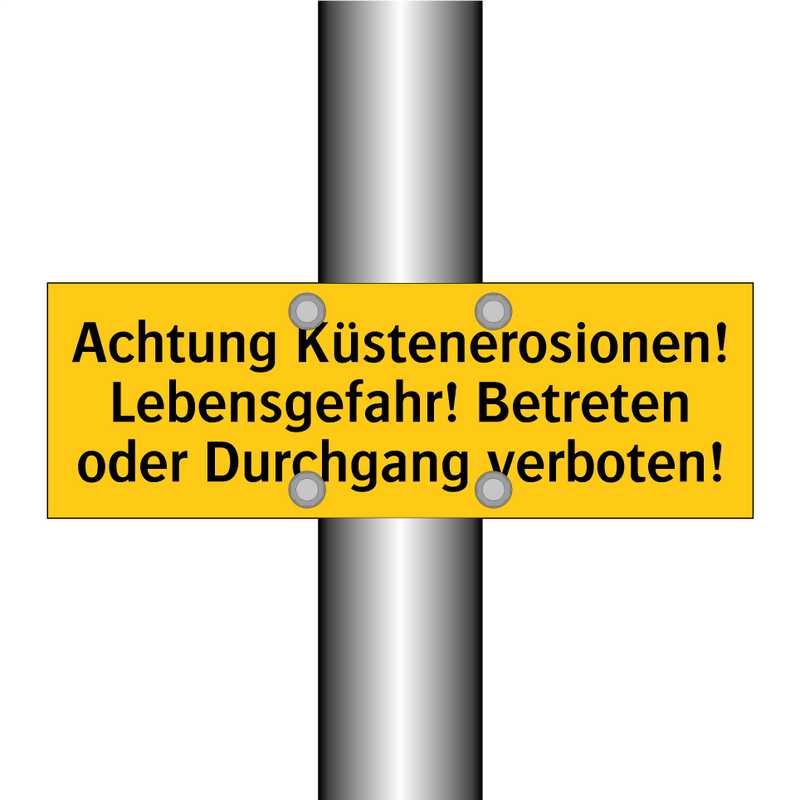 Achtung Küstenerosionen! Lebensgefahr! Betreten oder Durchgang verboten!