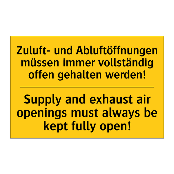 Zuluft- und Abluftöffnungen müssen /.../ - Supply and exhaust air openings /.../