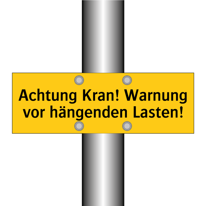 Achtung Kran! Warnung vor hängenden Lasten!